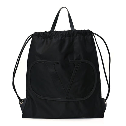 Valentino Garavani Nylon VLogo Drawstring Backpack Black 1 of 10