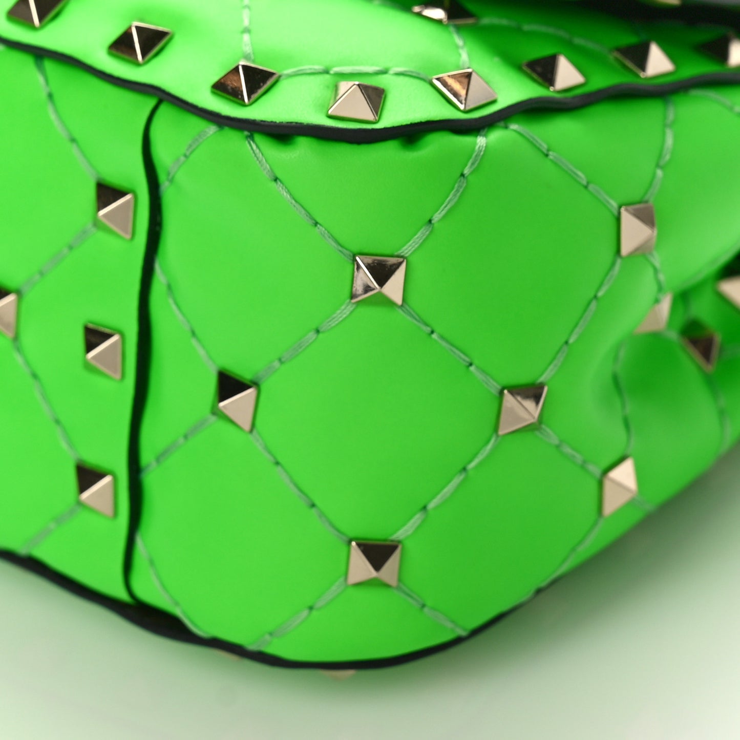 Calfskin Micro Rockstud Spike Shoulder Bag Fluo Green