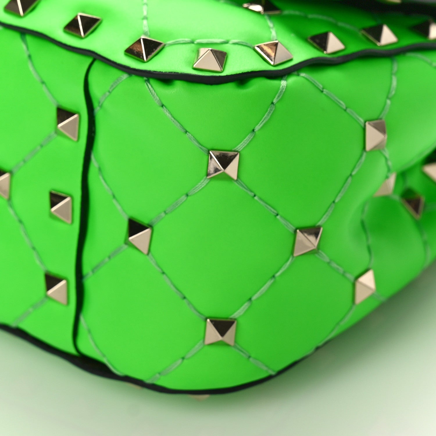 Valentino Garavani Calfskin Micro Rockstud Spike Shoulder Bag Fluo Green 8 of 8