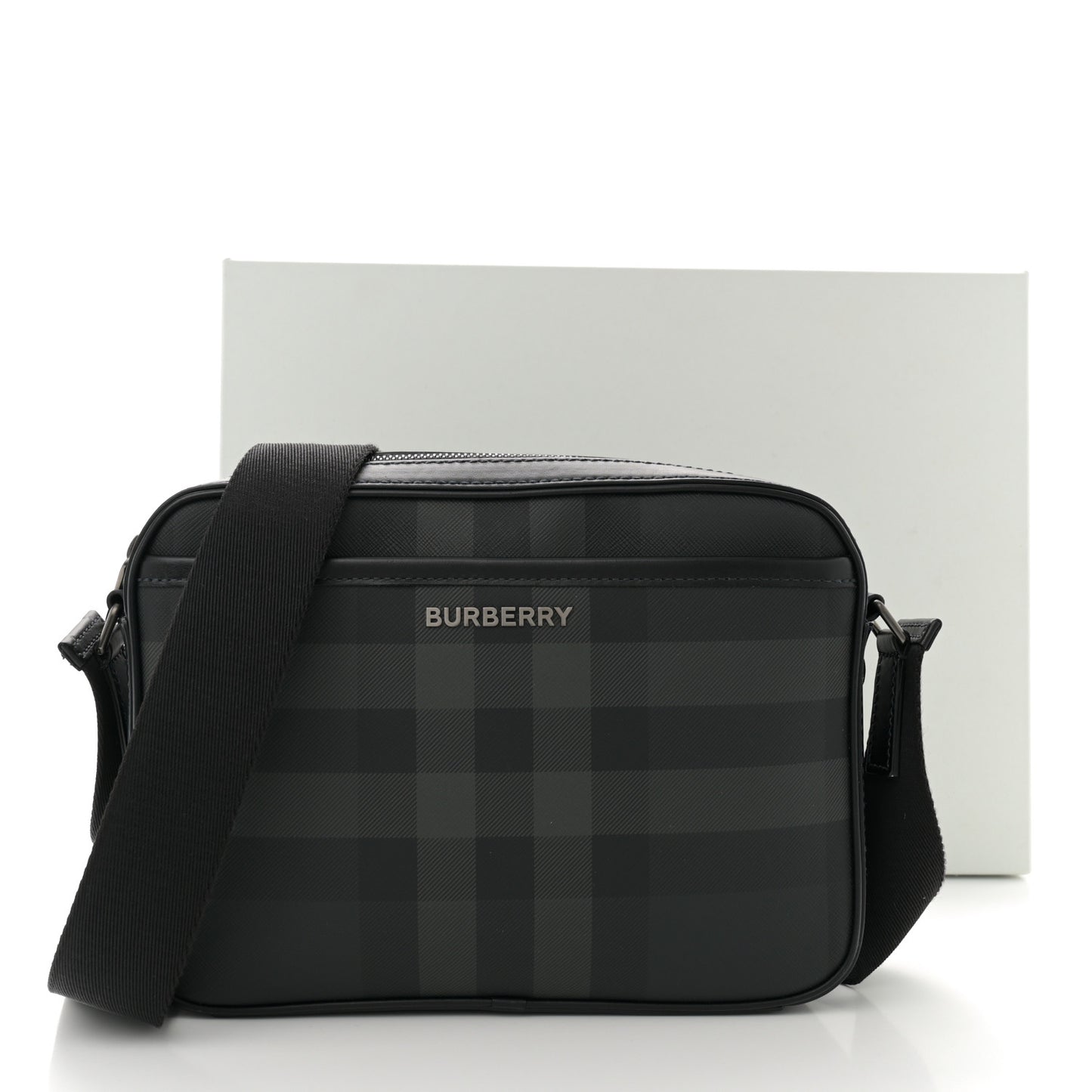 Coated Canvas Calfskin Check Muswell Bag Charcoal