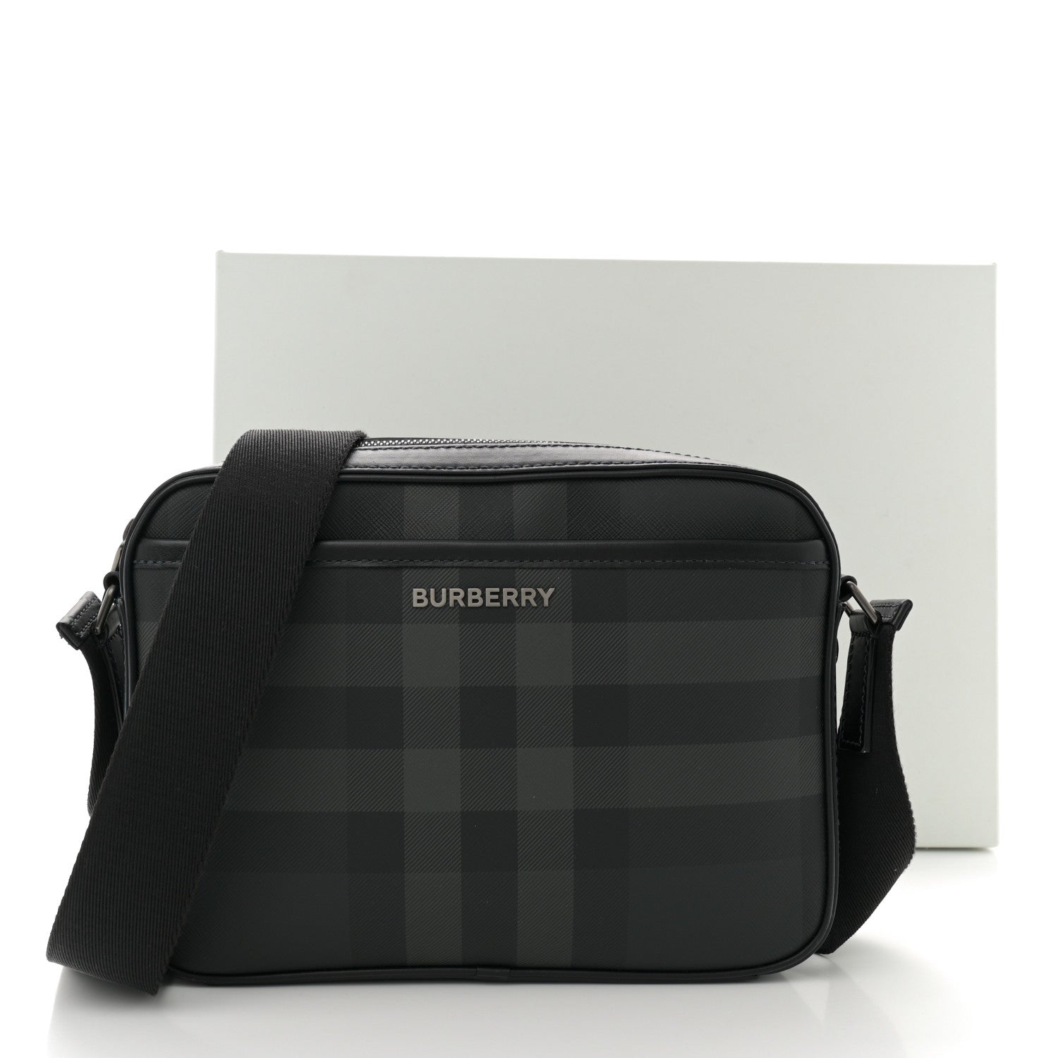 Burberry Coated Canvas Calfskin Check Muswell Bag Charcoal 11 of 11