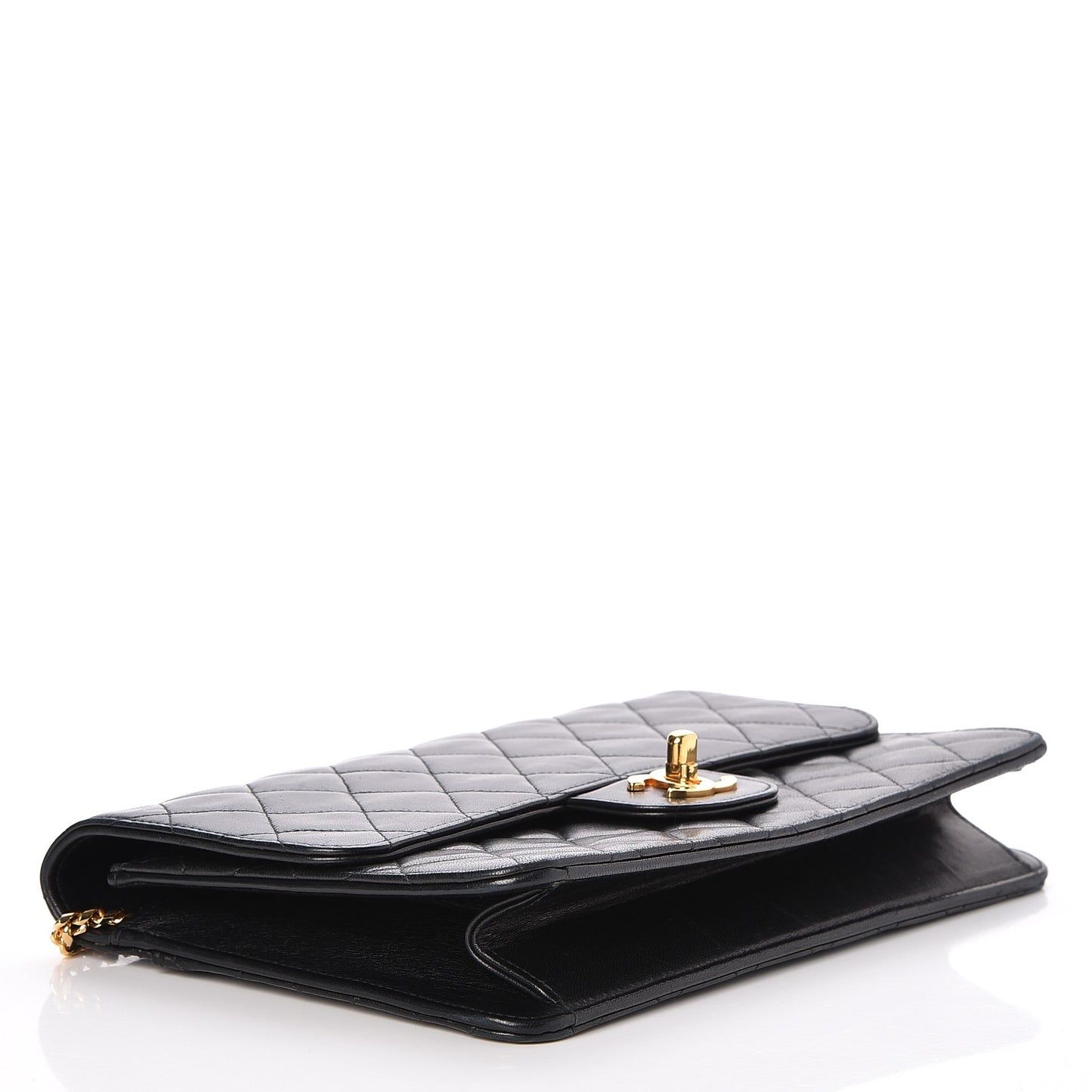 Lambskin Quilted Medium Single Flap Black