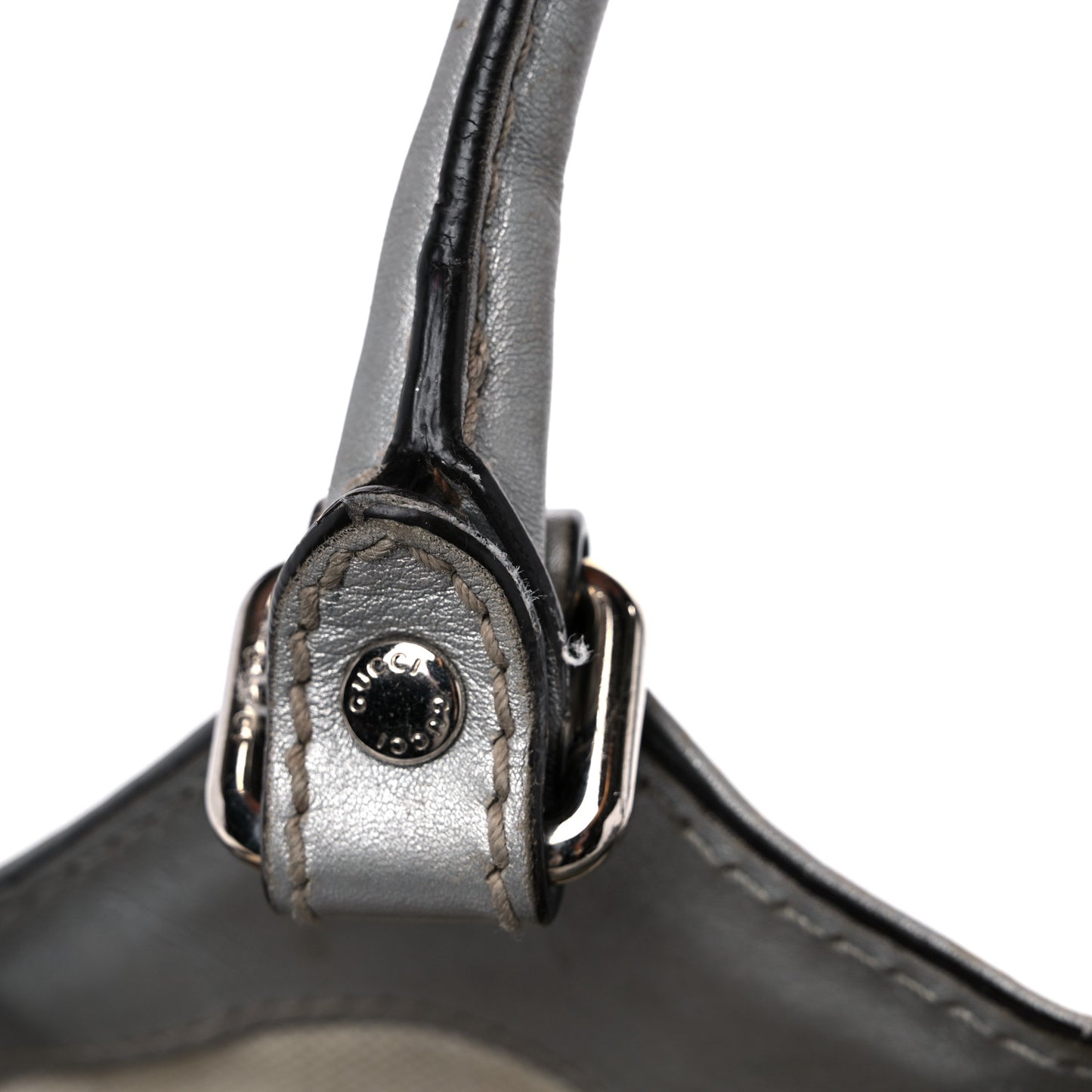 Metallic Guccissima Medium Sukey Tote Silver