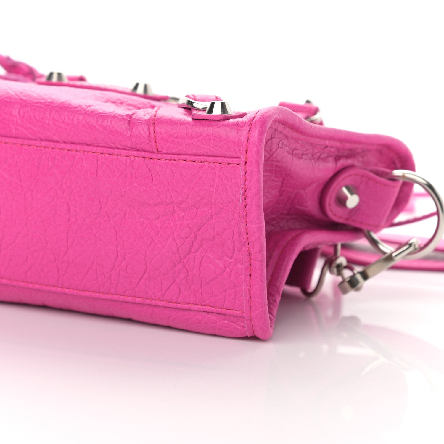 Balenciaga Agneau Classic Silver Hardware Mini City Fuchsia 10 of 11