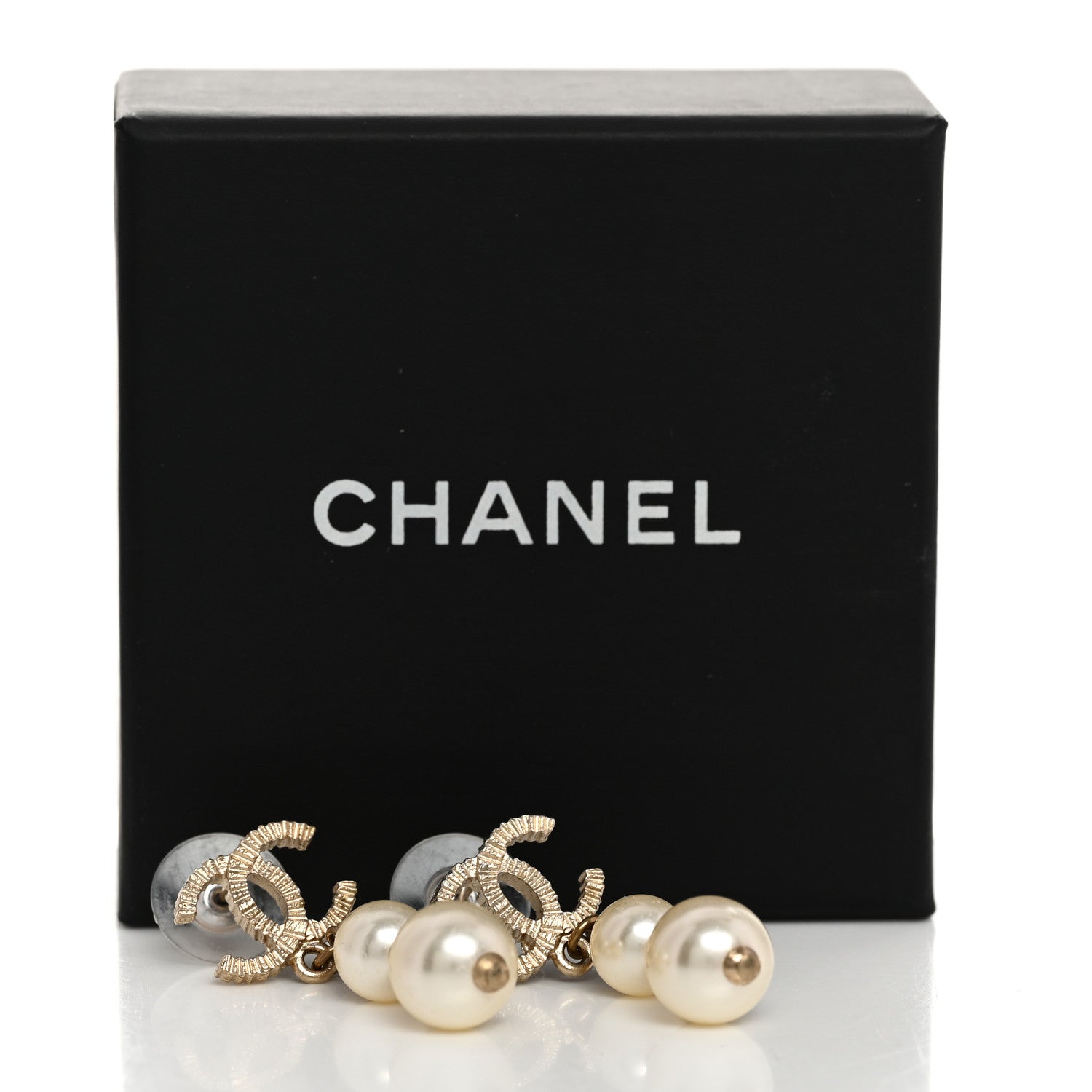 Chanel Pearl CC Drop Earrings Gold 5 of 5