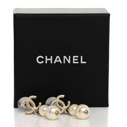 Chanel Pearl CC Drop Earrings Gold 5 of 5