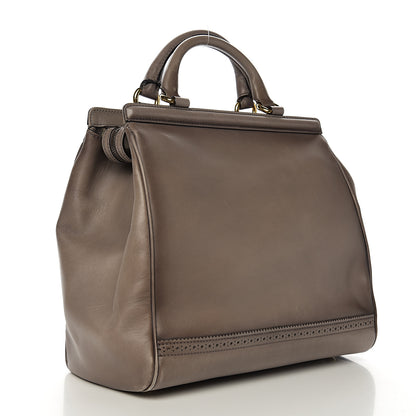 Gucci Calfskin Duilio Brogue Top Handle Bag Grey 2 of 17