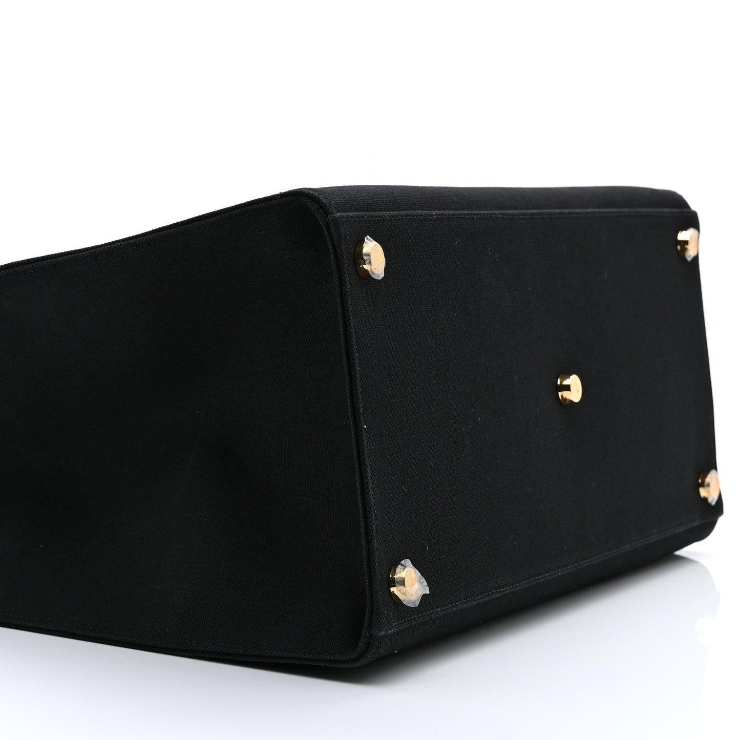 X VERSACE Cotton Canvas Cuoio Romano Fendace Logo Embroidered Signature Shopping Tote Black Gold