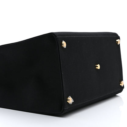 Fendi X VERSACE Cotton Canvas Cuoio Romano Fendace Logo Embroidered Signature Shopping Tote Black Gold 10 of 11