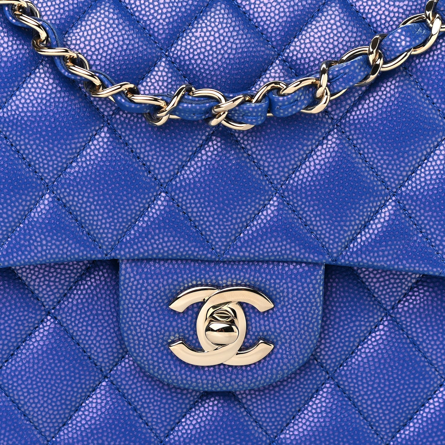 Chanel Iridescent Caviar Quilted Medium Double Flap Blue 8 of 11