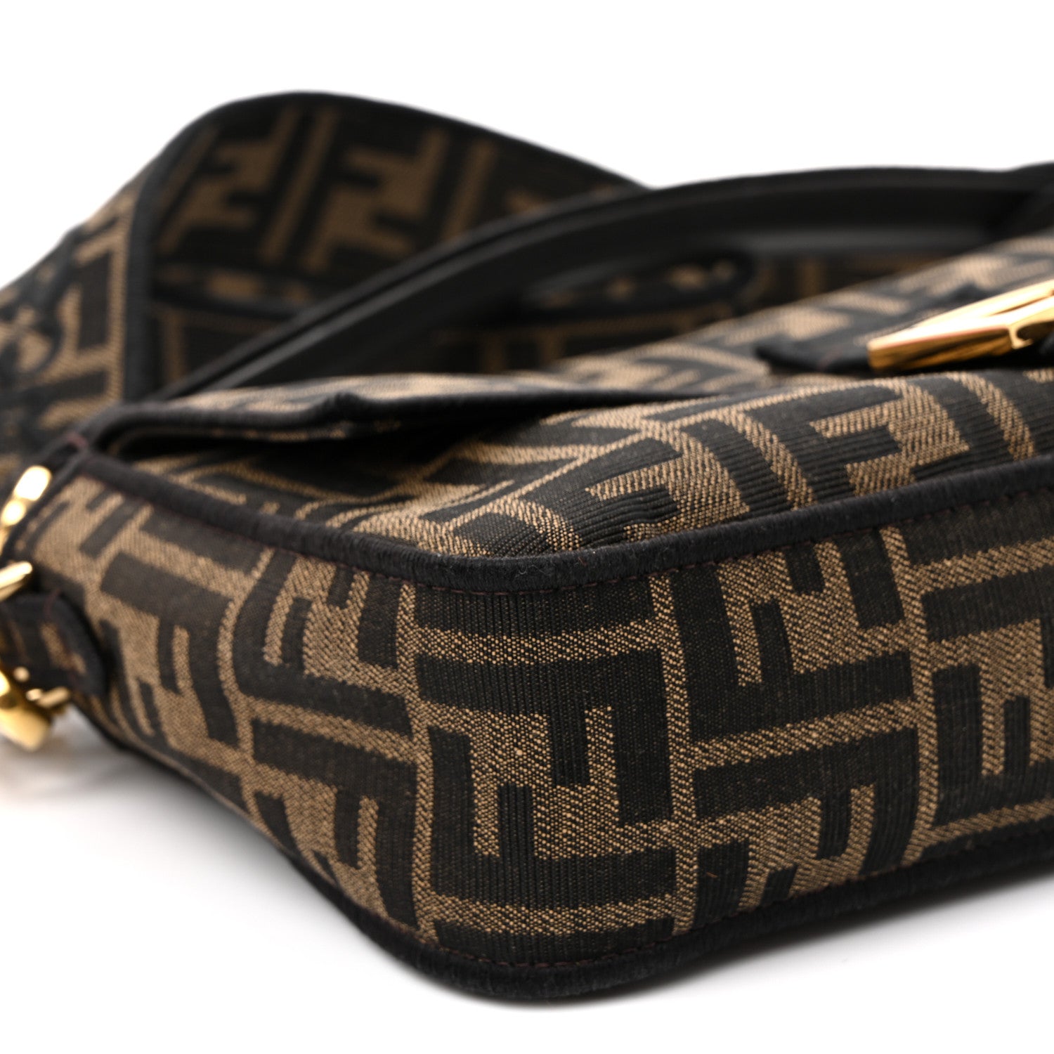 Fendi Fabric Jacquard FF 1974 Medium Baguette Tobacco Moro Black 8 of 10