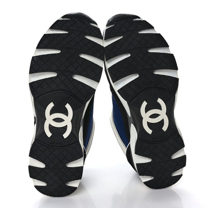 Chanel Mesh Suede Calfskin Womens CC Sneakers 36 Dark 36 Blue Black White 5 of 8