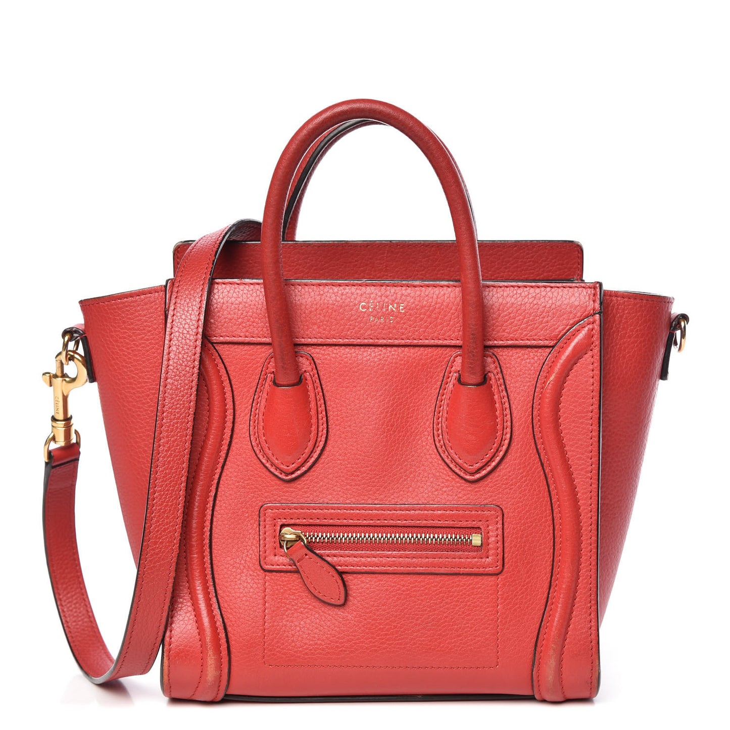 Drummed Calfskin Nano Luggage Coquelicot