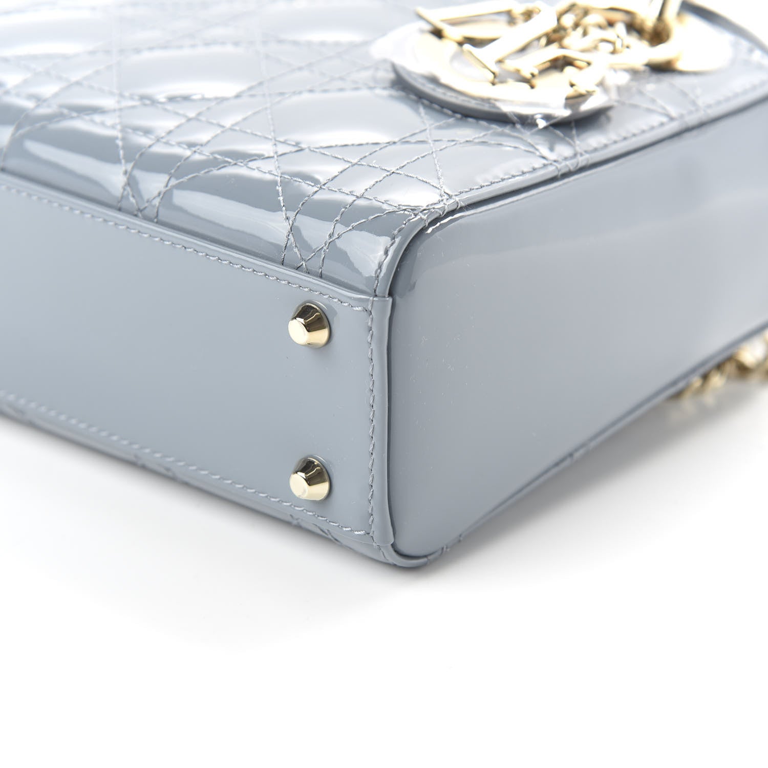 Christian Dior Patent Cannage Mini Lady Dior Light Blue 7 of 10