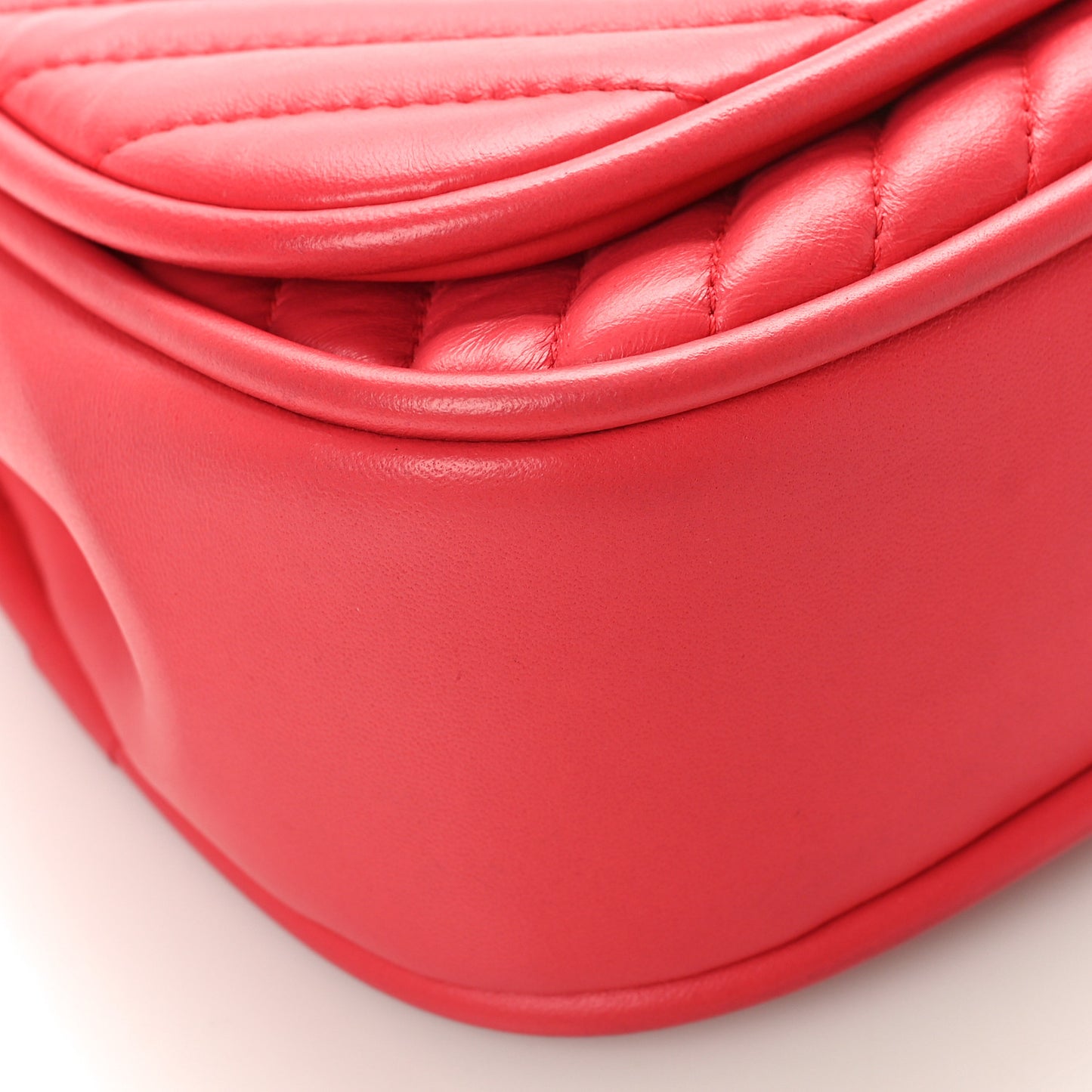 Lambskin Reverse Chevron Quilted Mini Round Top Handle Flap Bright Pink