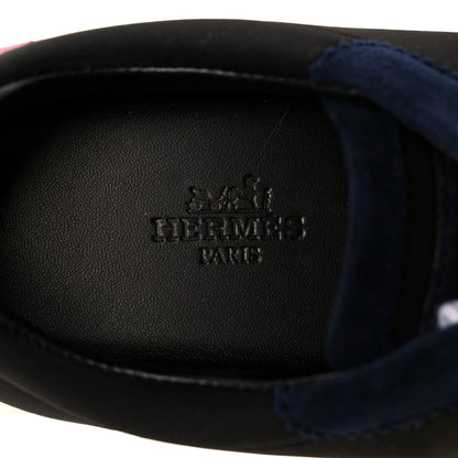 Hermes Technical Canvas Suede Goatskin Womens Bouncing Sneakers 35 Black Gris Osmium 7 of 8