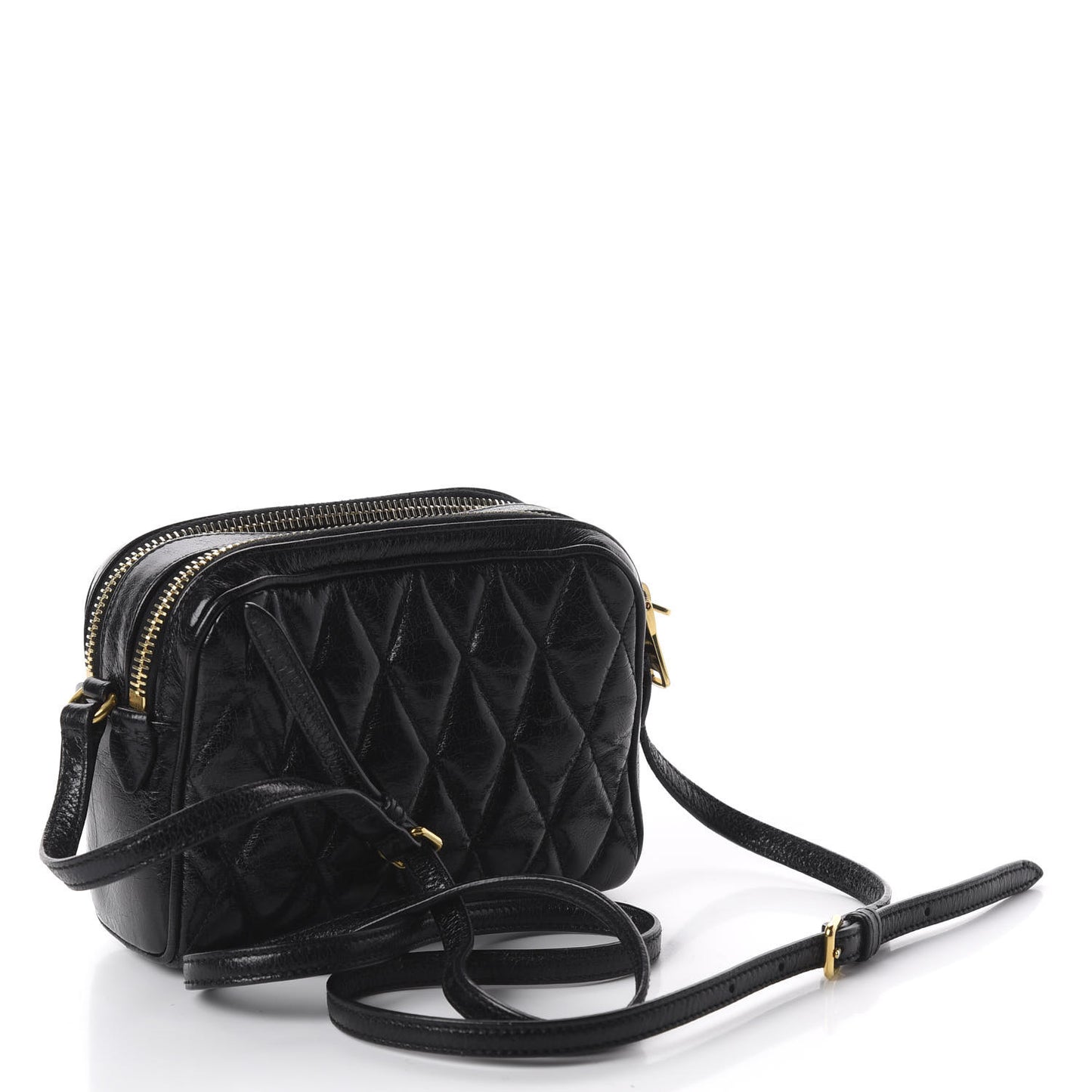 Vitello Shine Quilted Camera Bag Black