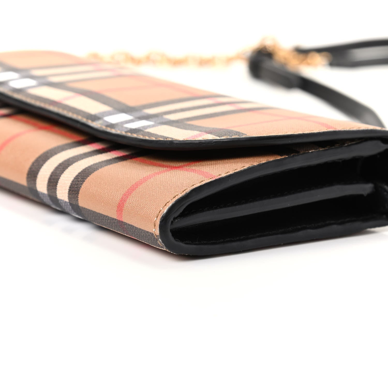 Burberry Vintage Check Henley Wallet On Chain Black 7 of 8