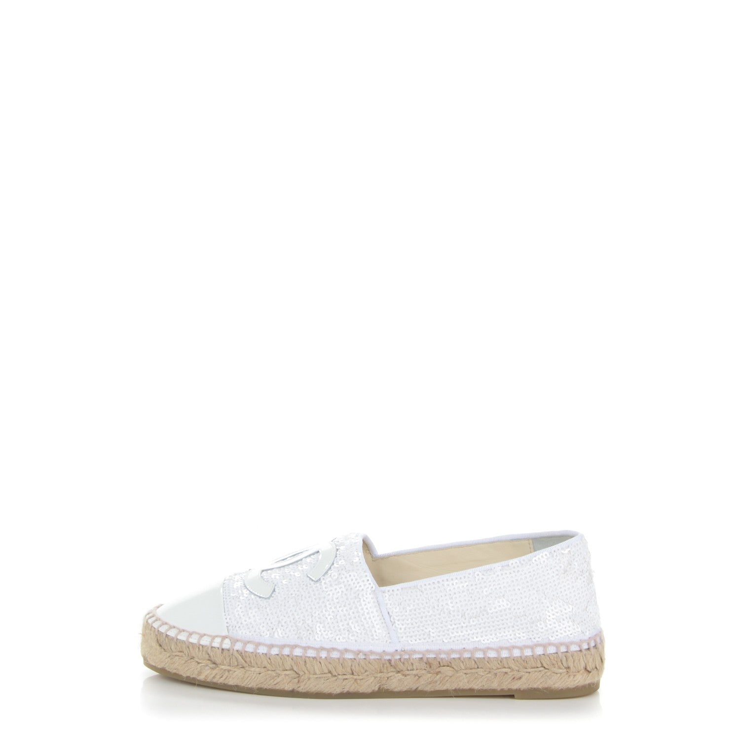 Chanel Patent Sequin CC Espadrilles 36 White 1 of 8