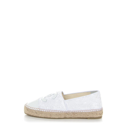 Chanel Patent Sequin CC Espadrilles 36 White 1 of 8