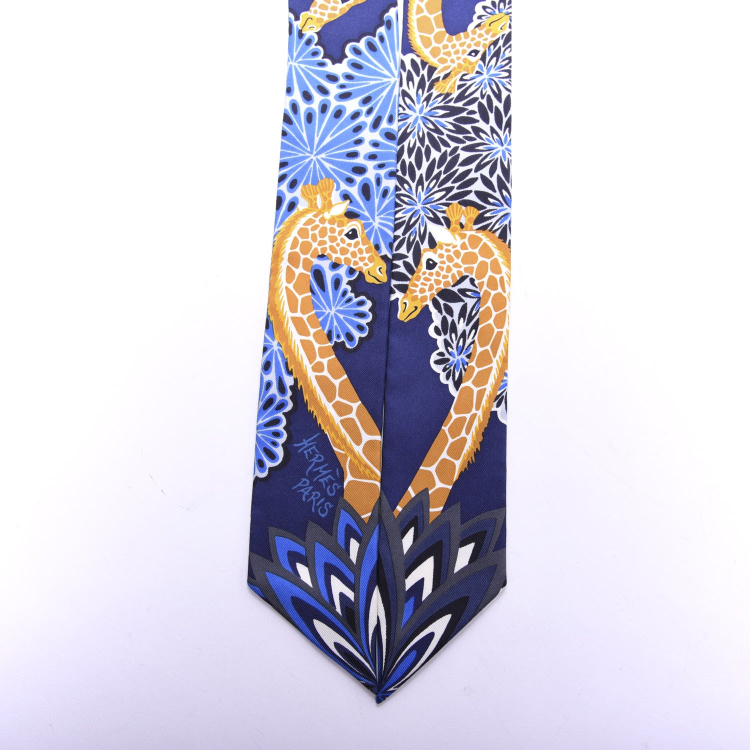 Hermes Silk The Three Graces Twilly Bleu Nuit Gold Black 4 of 4