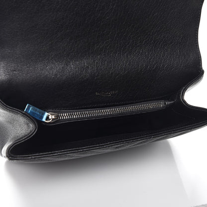 Saint Laurent Sheepskin Matelasse Chevron Monogram Medium College Bag Black 5 of 7