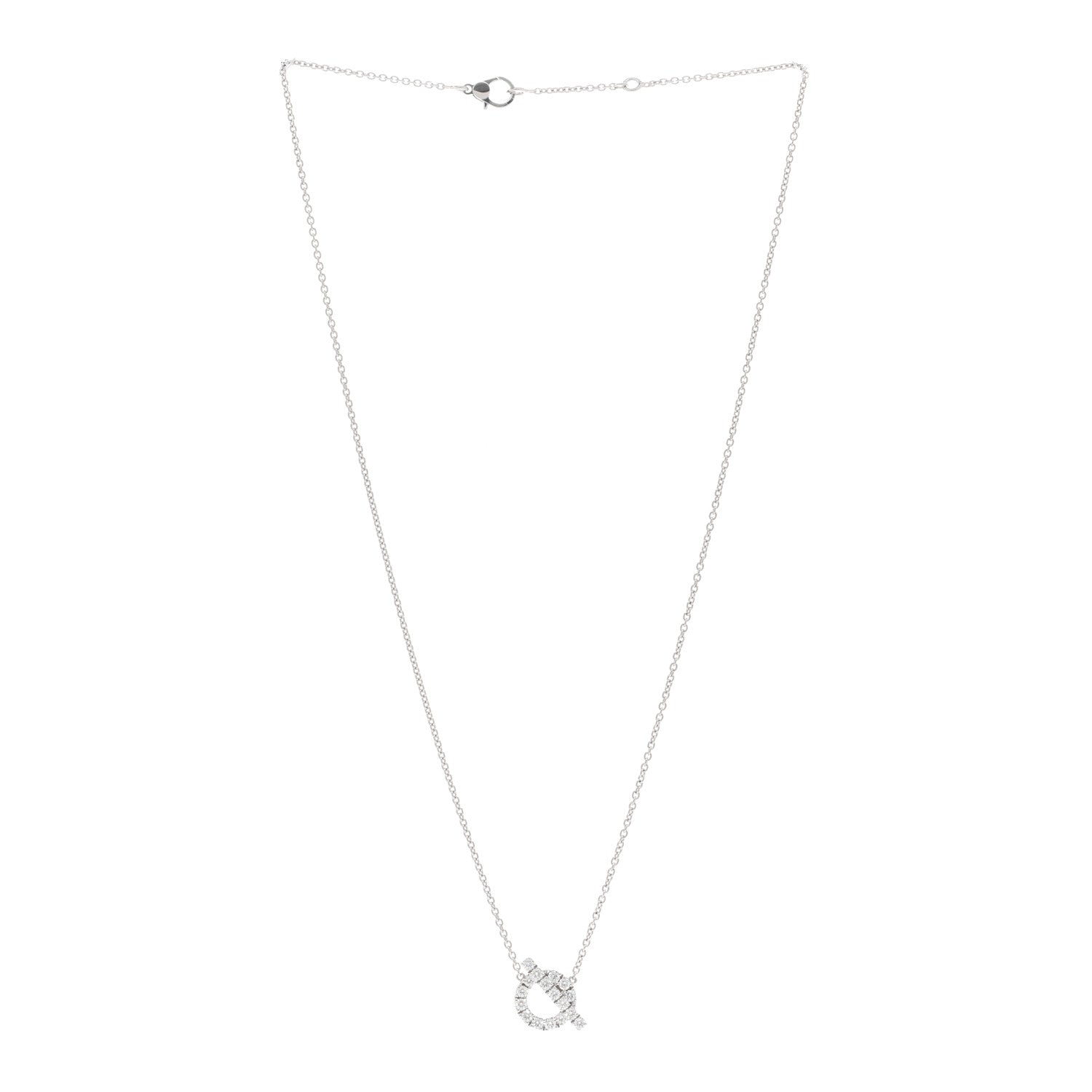 Hermes 18K White Gold Diamond Finesse Pendant Necklace 3 of 5