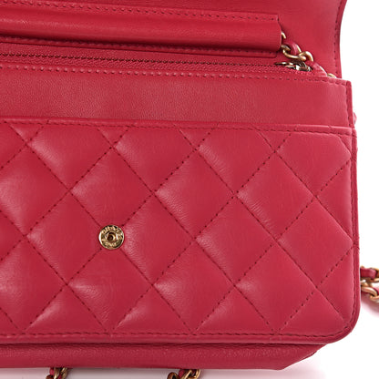 Chanel Lambskin Quilted Boy Wallet On Chain WOC Fuchsia 18 of 20