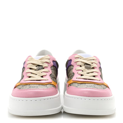 Gucci Calfskin GG Supreme Monogram Perforated Womens Platform 55mm Sneakers 35 Beige Ebony Sugar Pink Crop Shine Purple 3 of 11