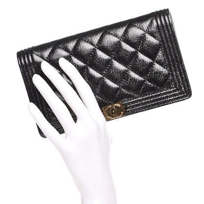 Chanel Metallic Calfskin Quilted Boy Yen Wallet Dark Silver 2 of 9
