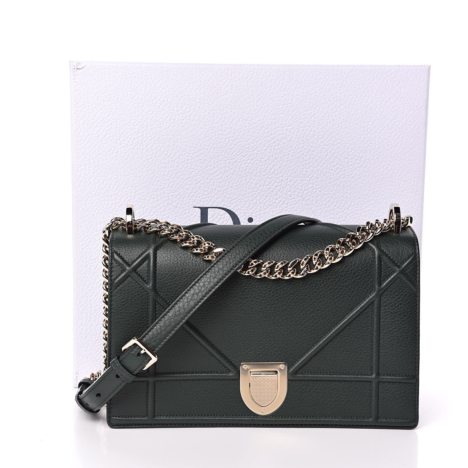 Christian Dior Grained Calfskin Medium Diorama Flap Bag Green 13 of 13