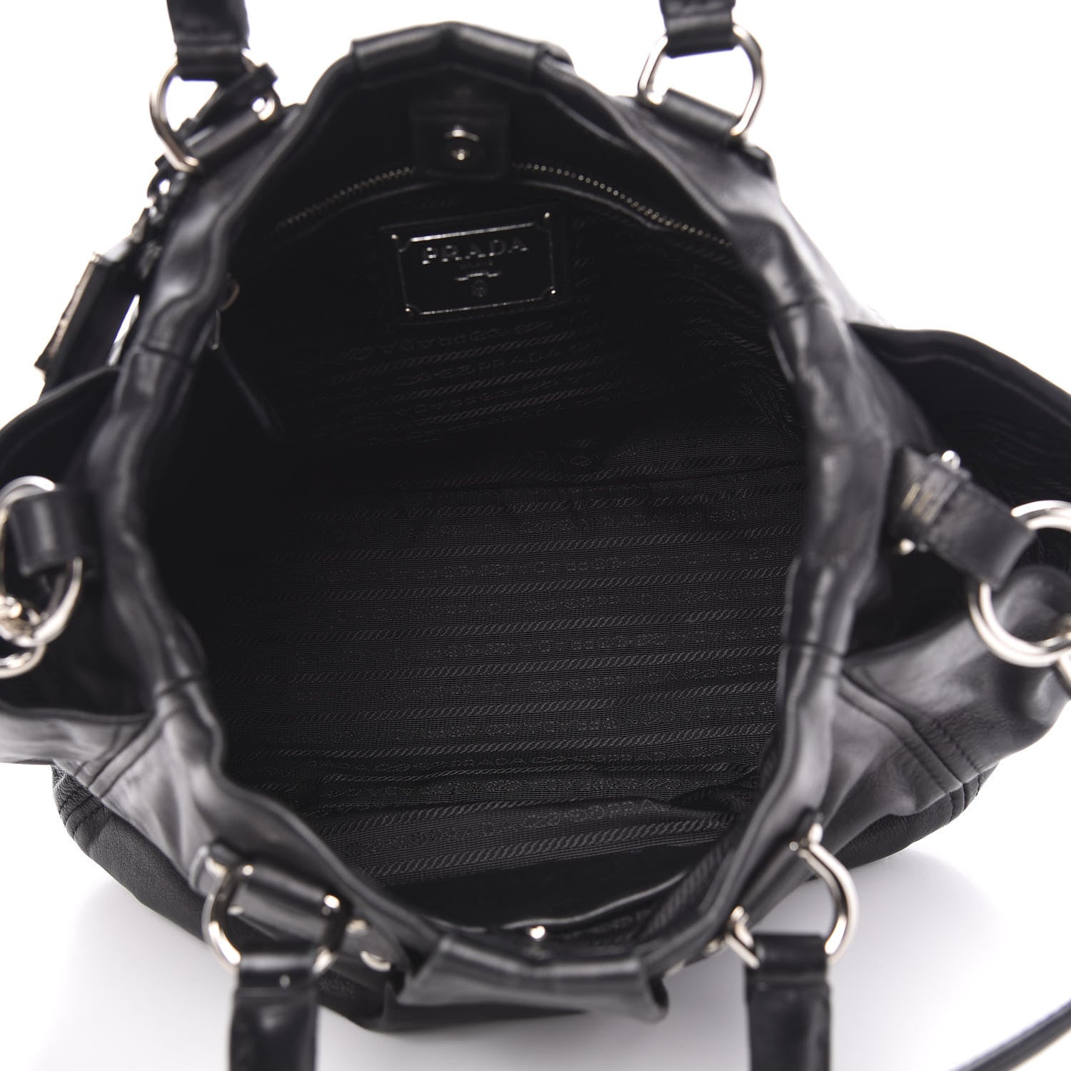 Prada Soft Calf Shoulder Bag Black 5 of 14