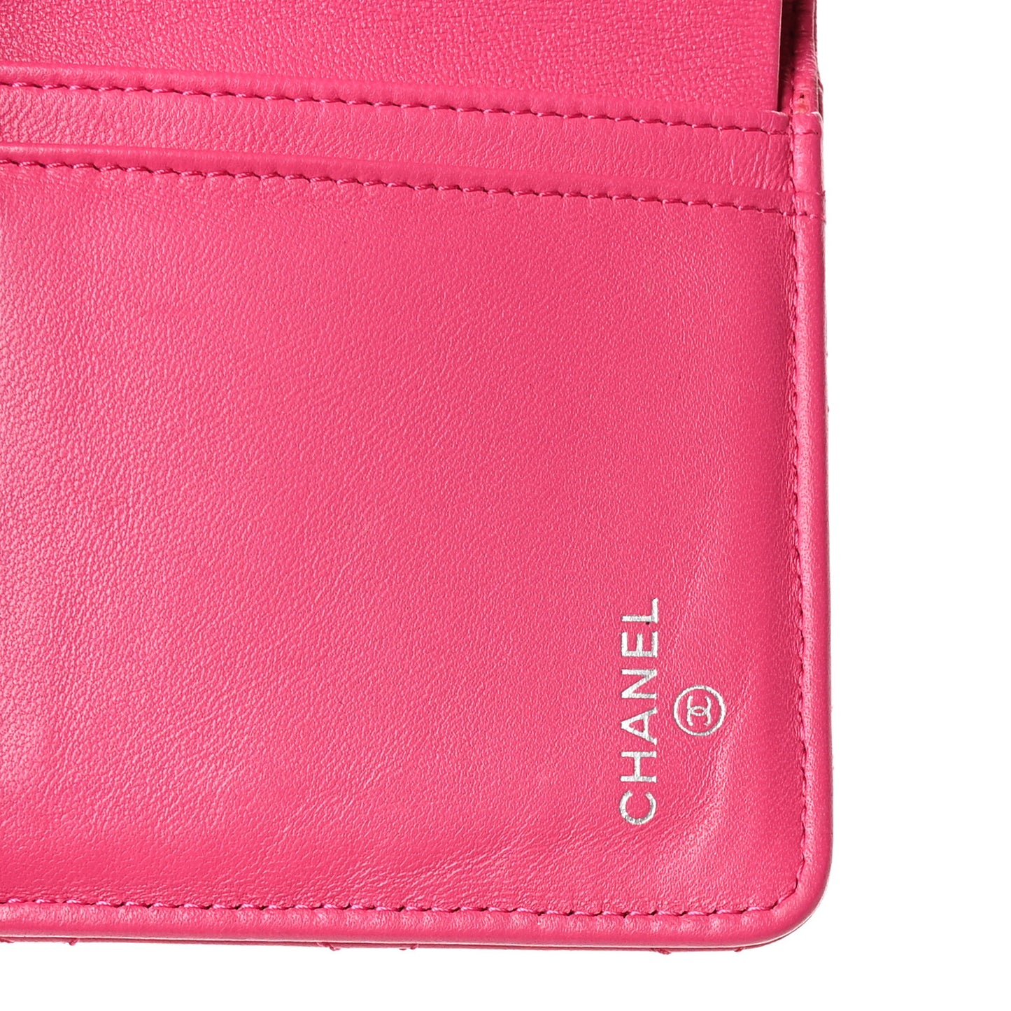 Lambskin Quilted CC French Wallet Dark Pink