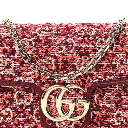 Gucci Tweed GG Monogram Mini GG Marmont Shoulder Bag Orange Red Multicolor 7 of 10