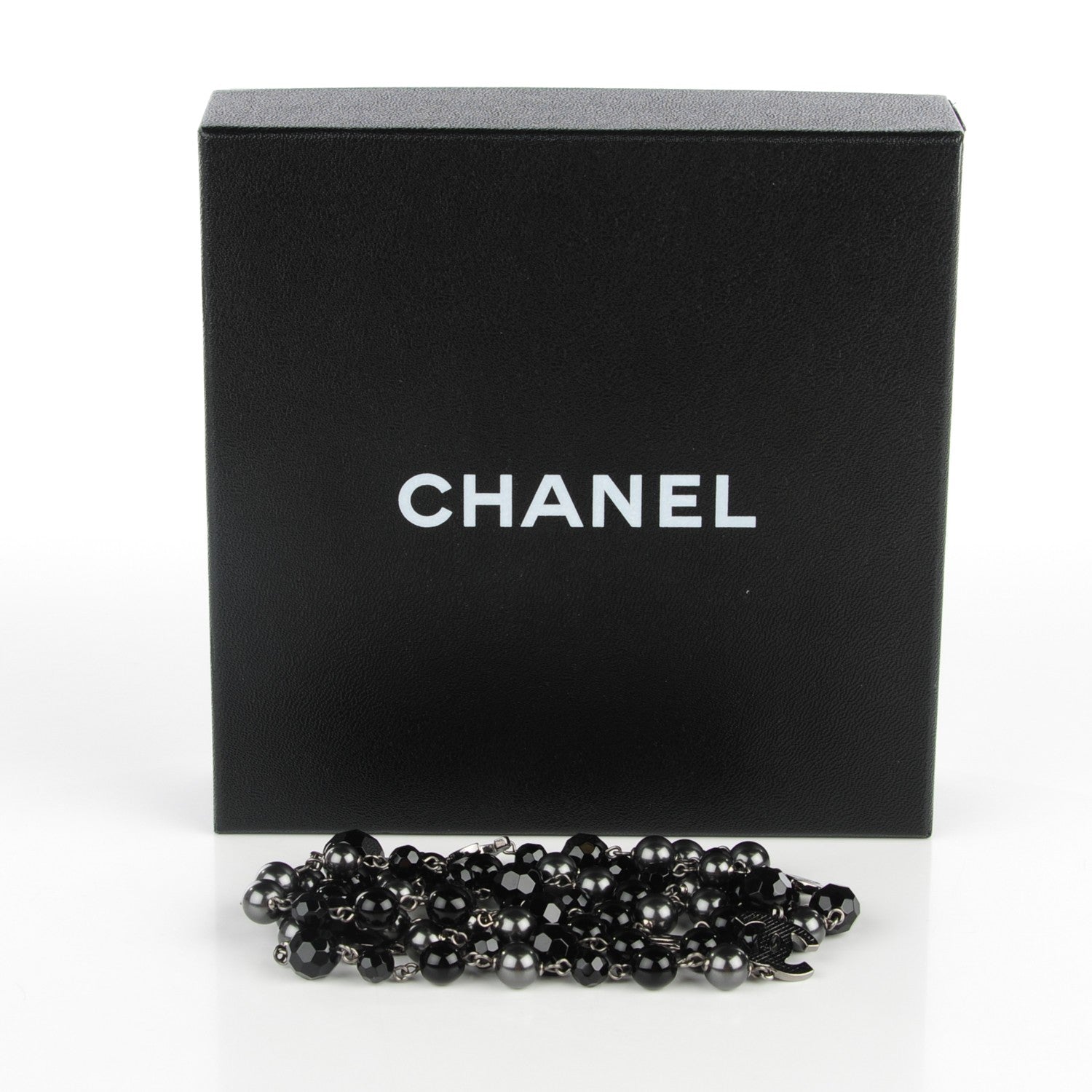 Chanel Ruthenium Beaded CC Long Necklace Black 6 of 6