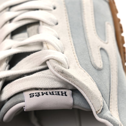 Hermes Suede Goatskin Jet Sneakers 38 Gris Nuage White 17 of 18