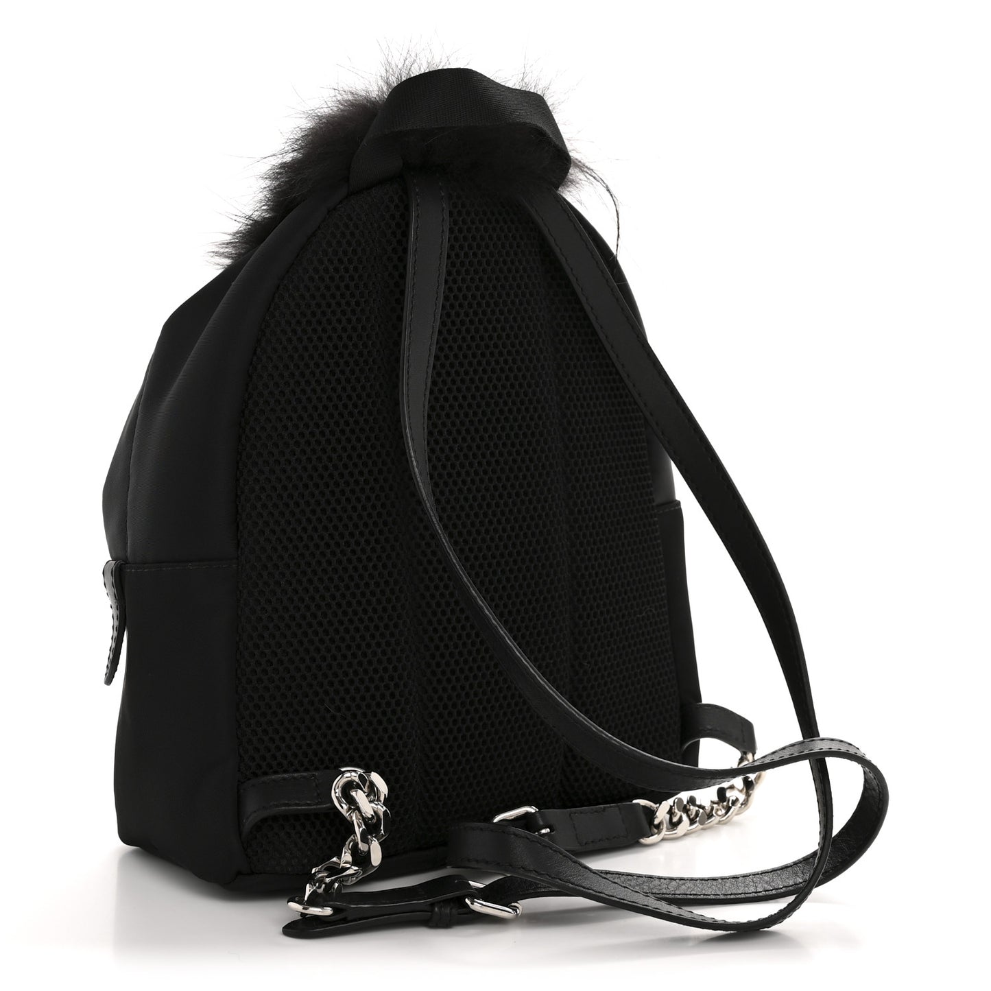 Nylon Vitello Dolce Goat Fox Fur Crocodile Monster Eyes Mini Backpack Black Sunflower
