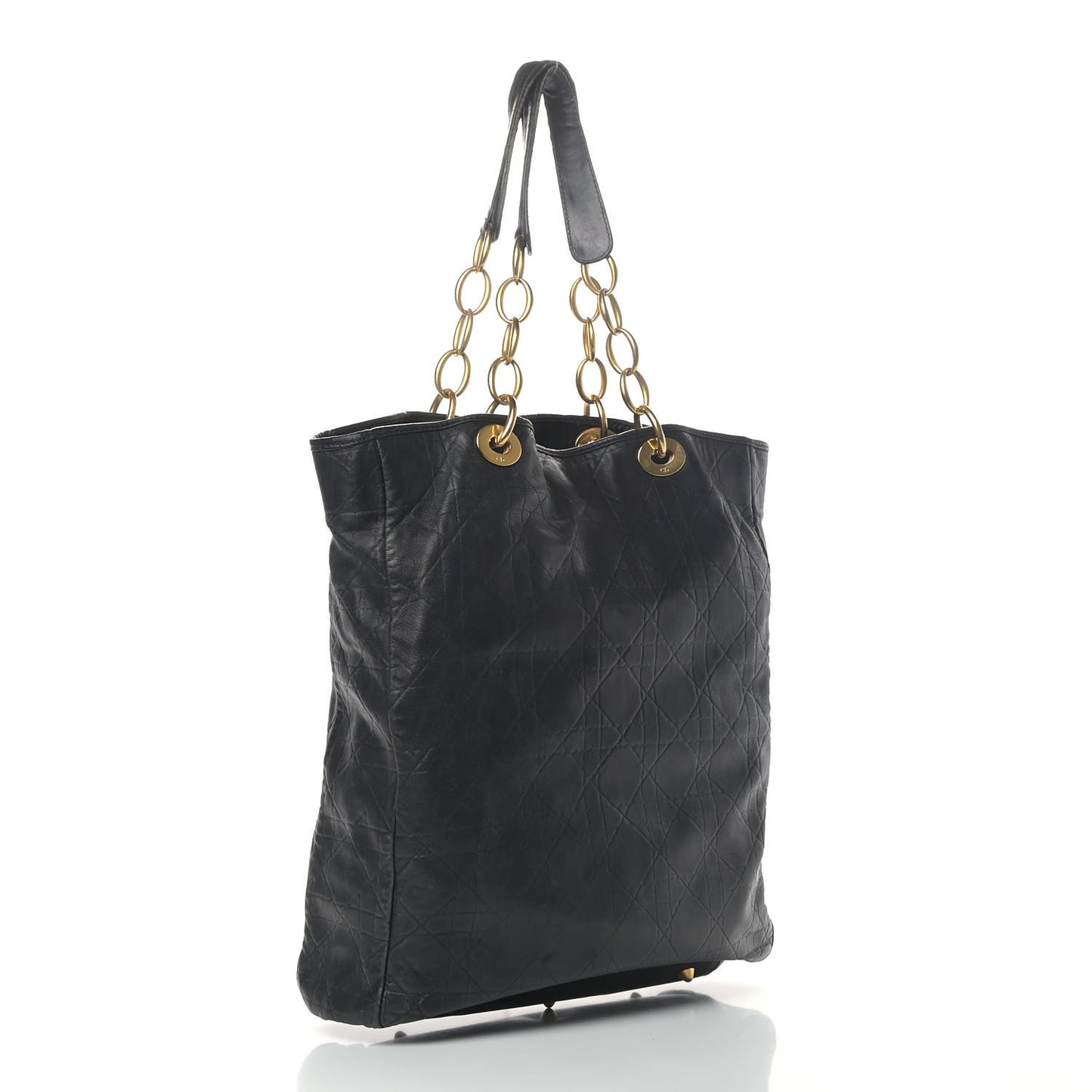 Lambskin Cannage Shopping Tote Black