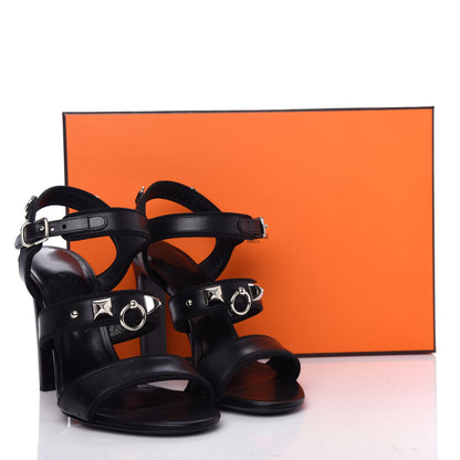 Hermes Calfskin Grosgrain Osmose Sandals 37 Black 10 of 10