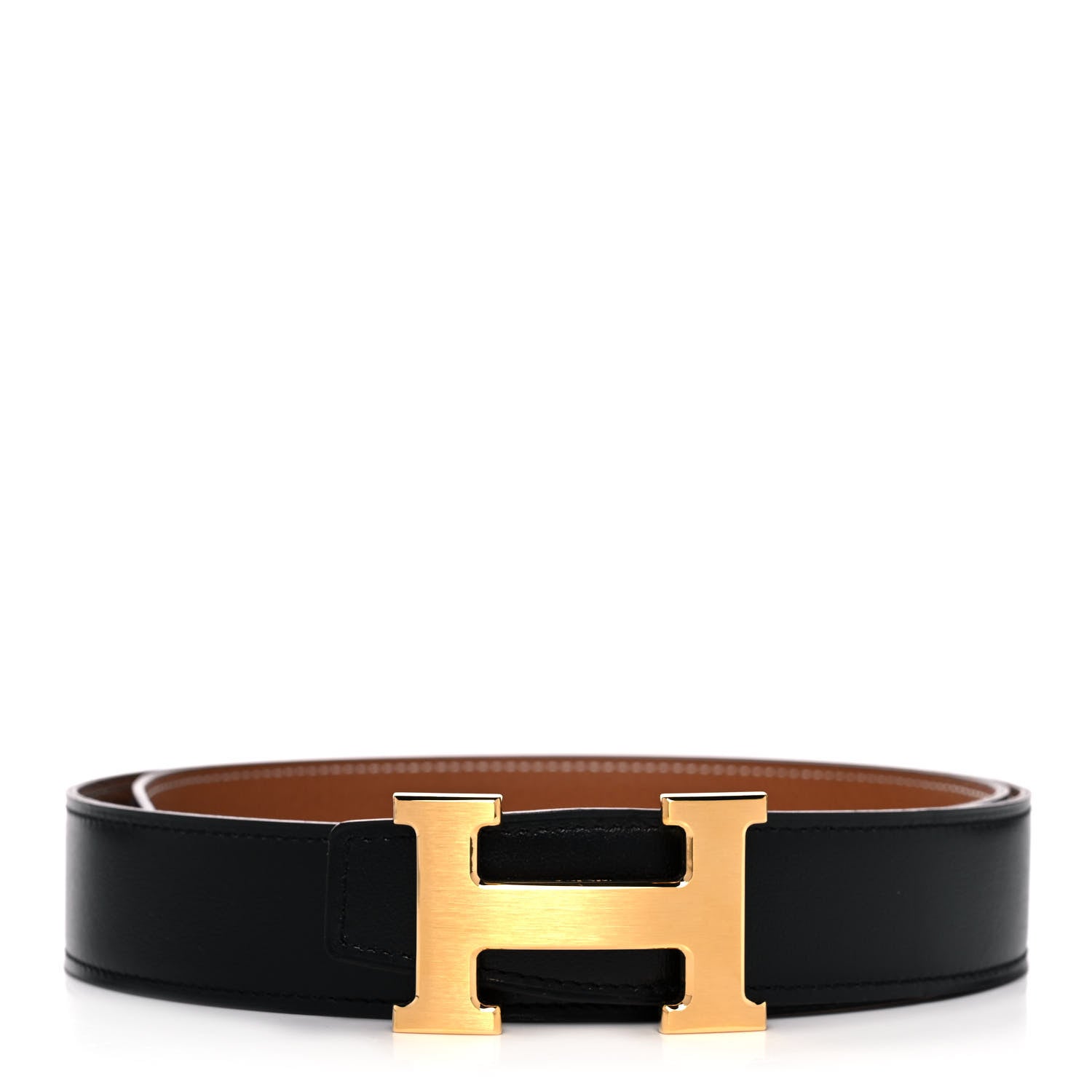 Hermes Box Togo 32mm H Belt 85 Black Gold 1 of 7