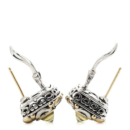 John Hardy Sterling Silver 18K Yellow Gold Prasiolite Jaisalmer Square Earrings 3 of 5