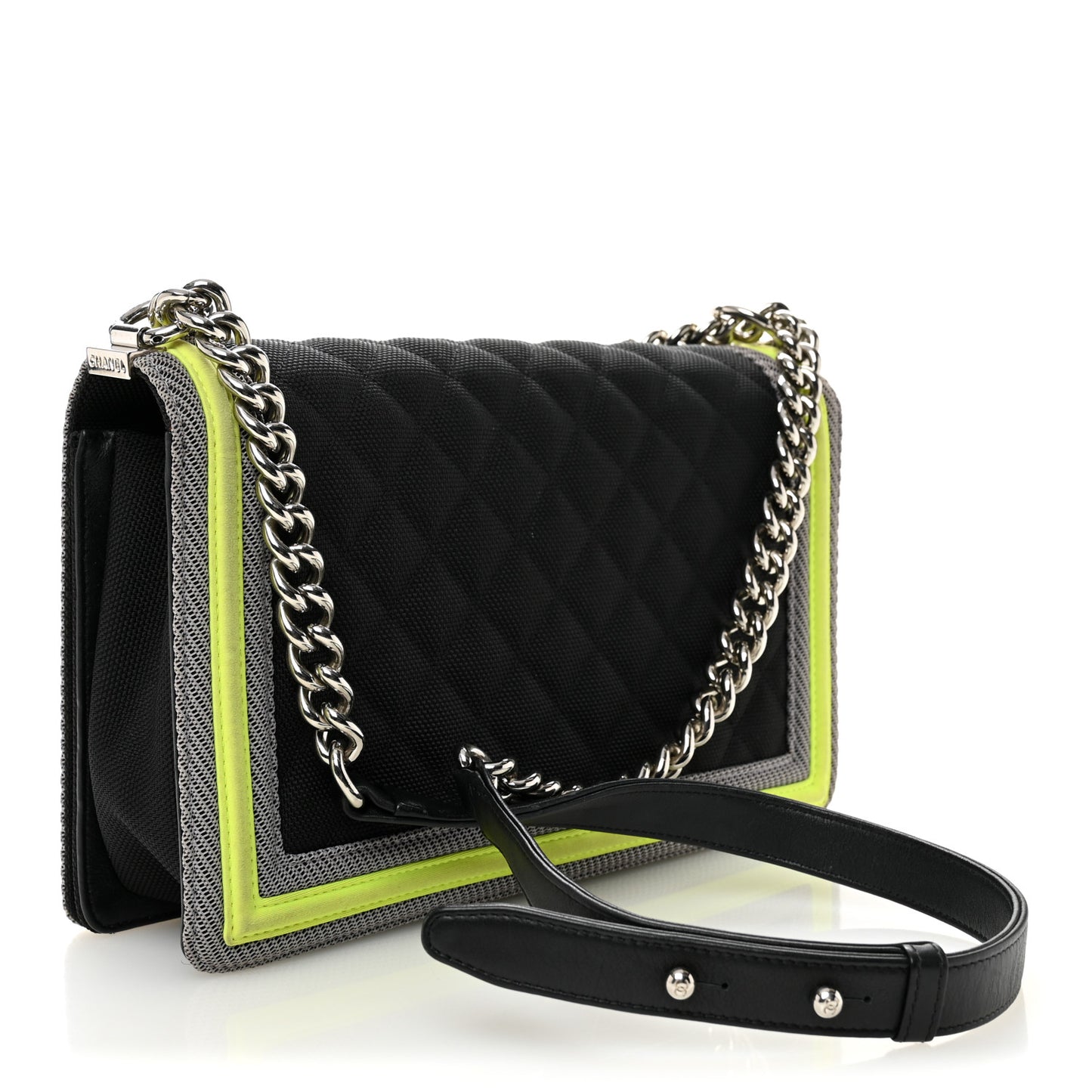 Canvas Quilted New Medium Fluo Boy Flap Black Grey Yellow
