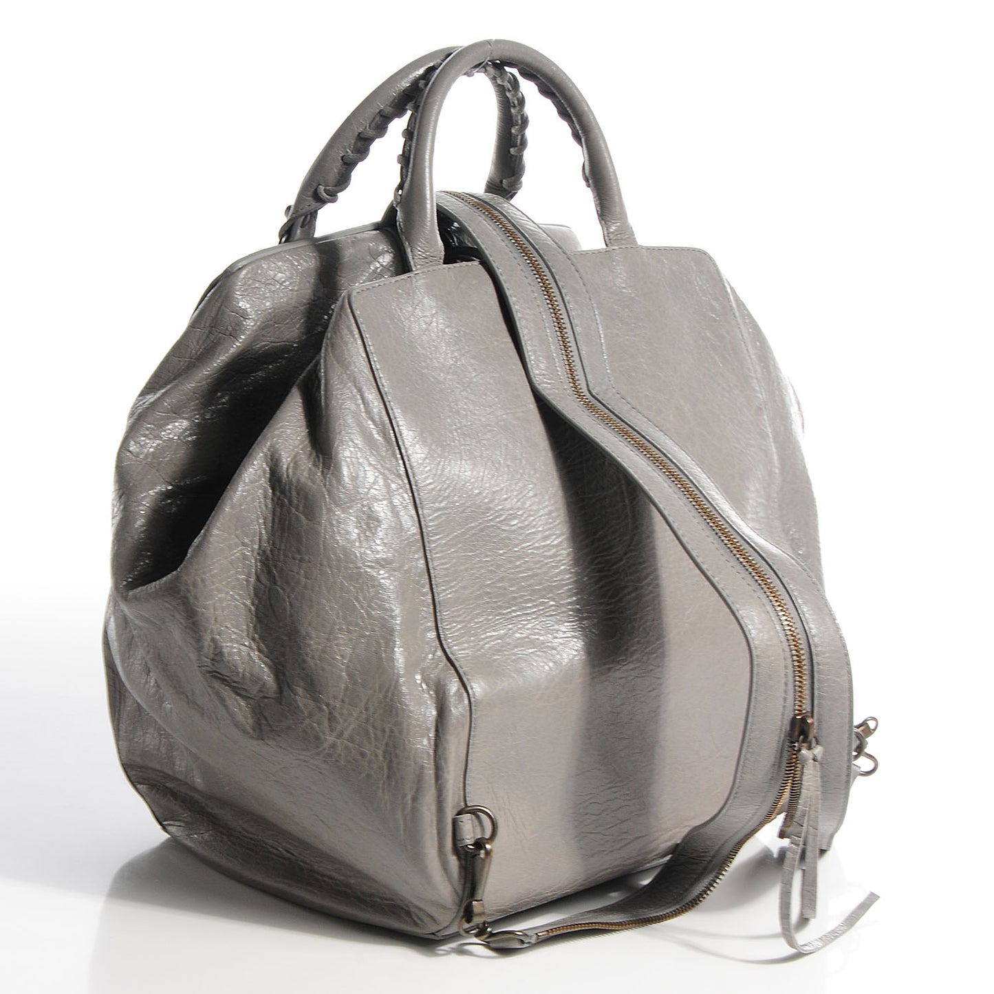 Agneau Classic Hardware Zip Traveler Backpack Gris Pyrite
