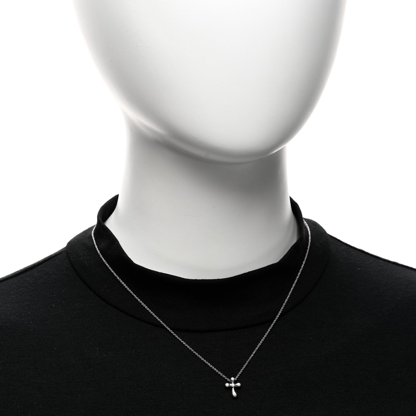 Platinum Diamond 9mm Elsa Peretti Cross Pendant Necklace