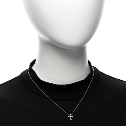 Tiffany Platinum Diamond 9mm Elsa Peretti Cross Pendant Necklace 2 of 4