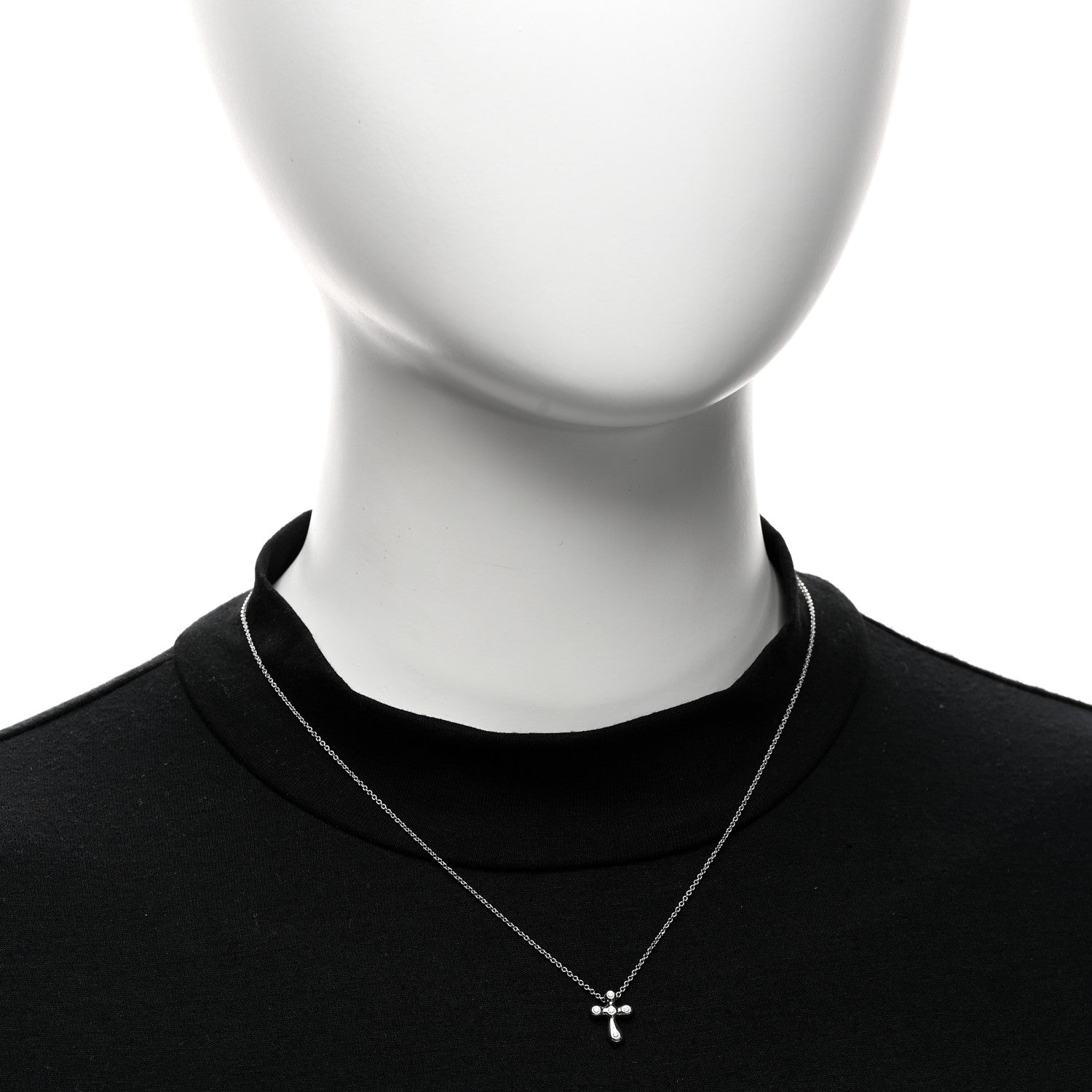 Tiffany Platinum Diamond 9mm Elsa Peretti Cross Pendant Necklace