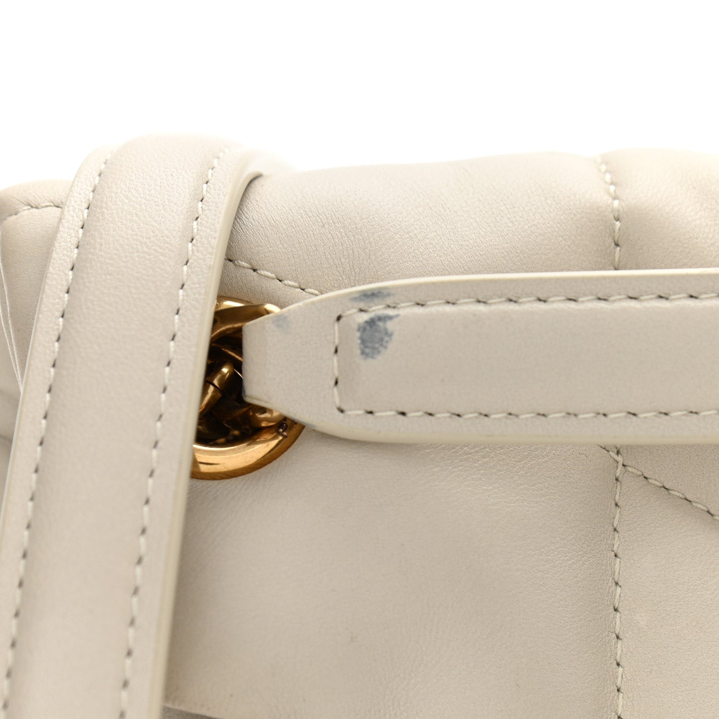 Lambskin Quilted Small Loulou Puffer Monogram Chain Satchel Crema Soft
