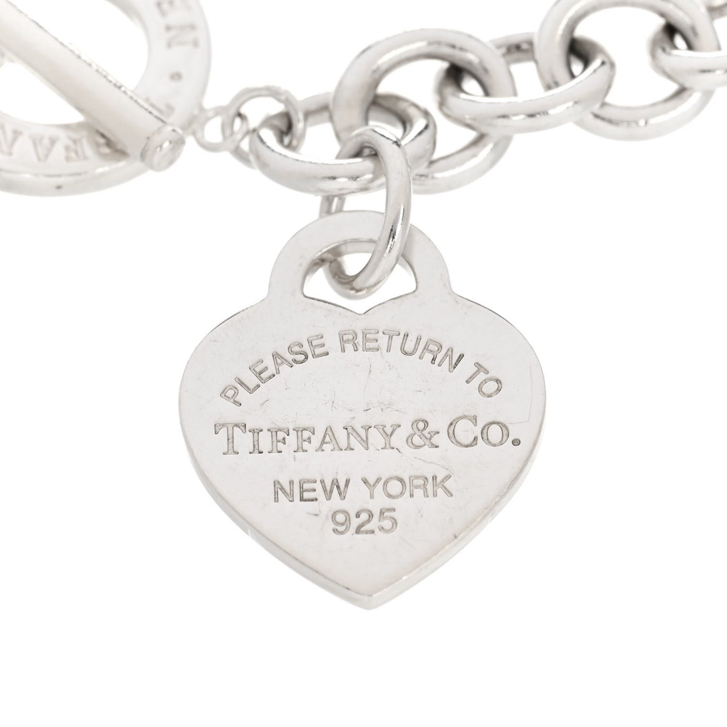 Sterling Silver Heart Tag Toggle Bracelet