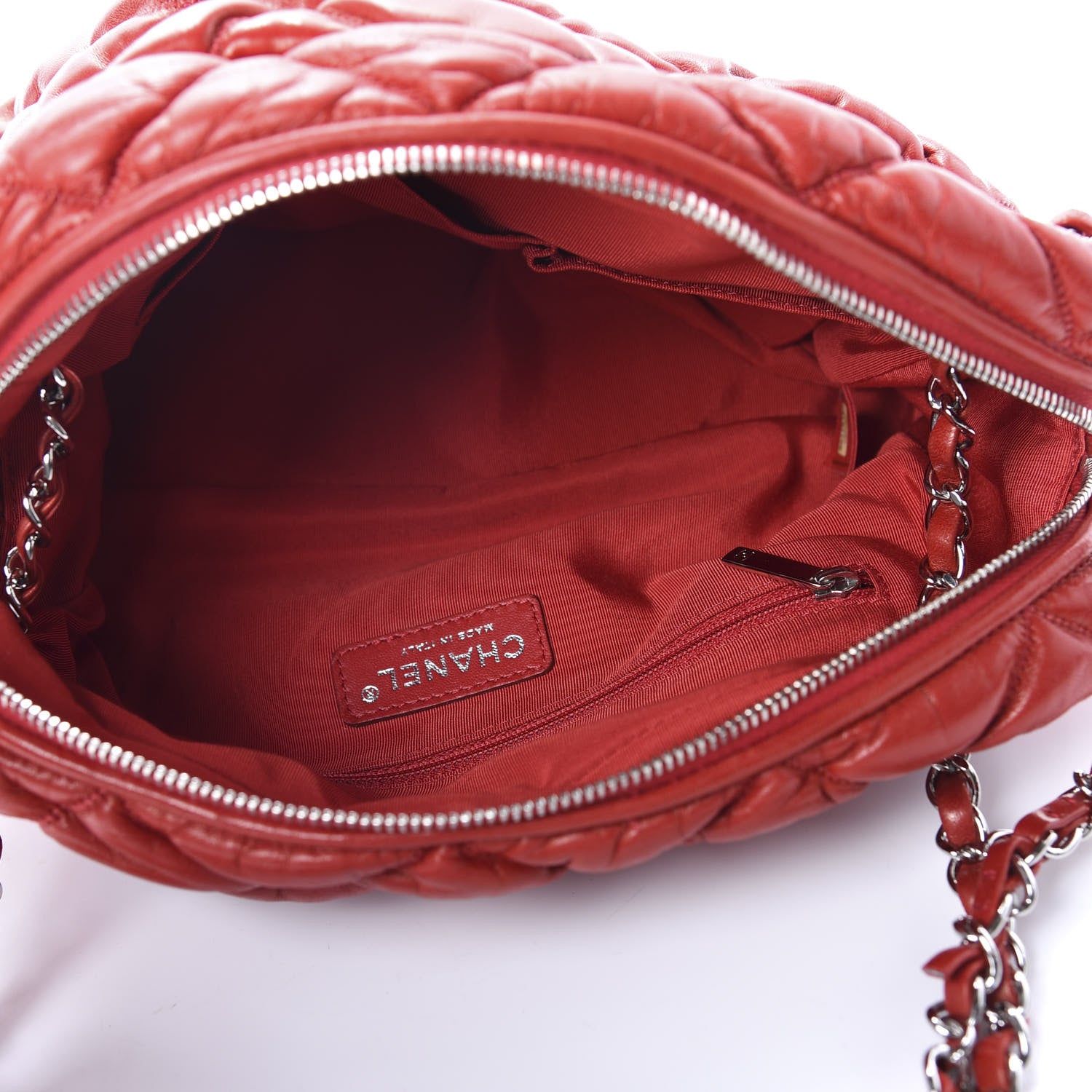 Chanel Lambskin Bubble Quilt Camera Case Red 5 of 10