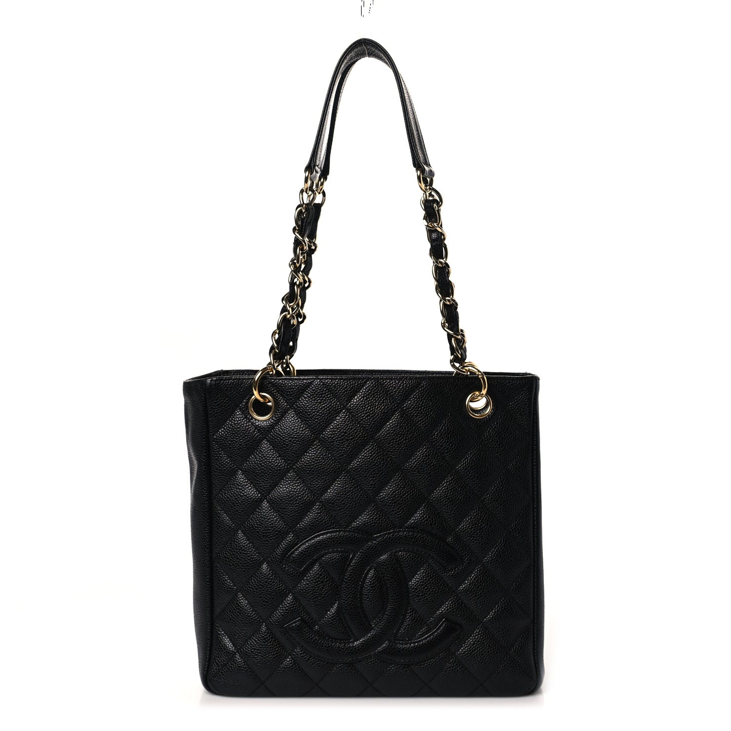 Caviar Quilted Petit Shopping Tote PST Black